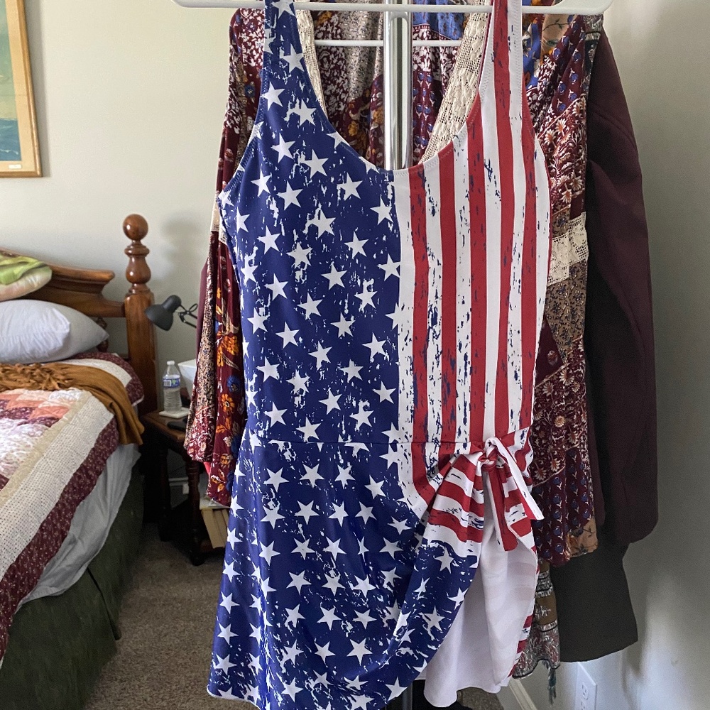 American flag one piece bathing suit, XL